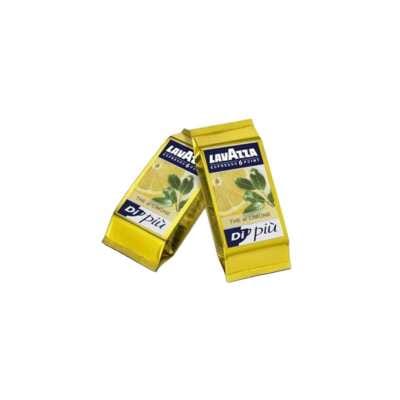 Opakowanie 50 kapsułek Lavazza Espresso Point Al Limone, żółte, widoczne logo, lekko ścięty róg
