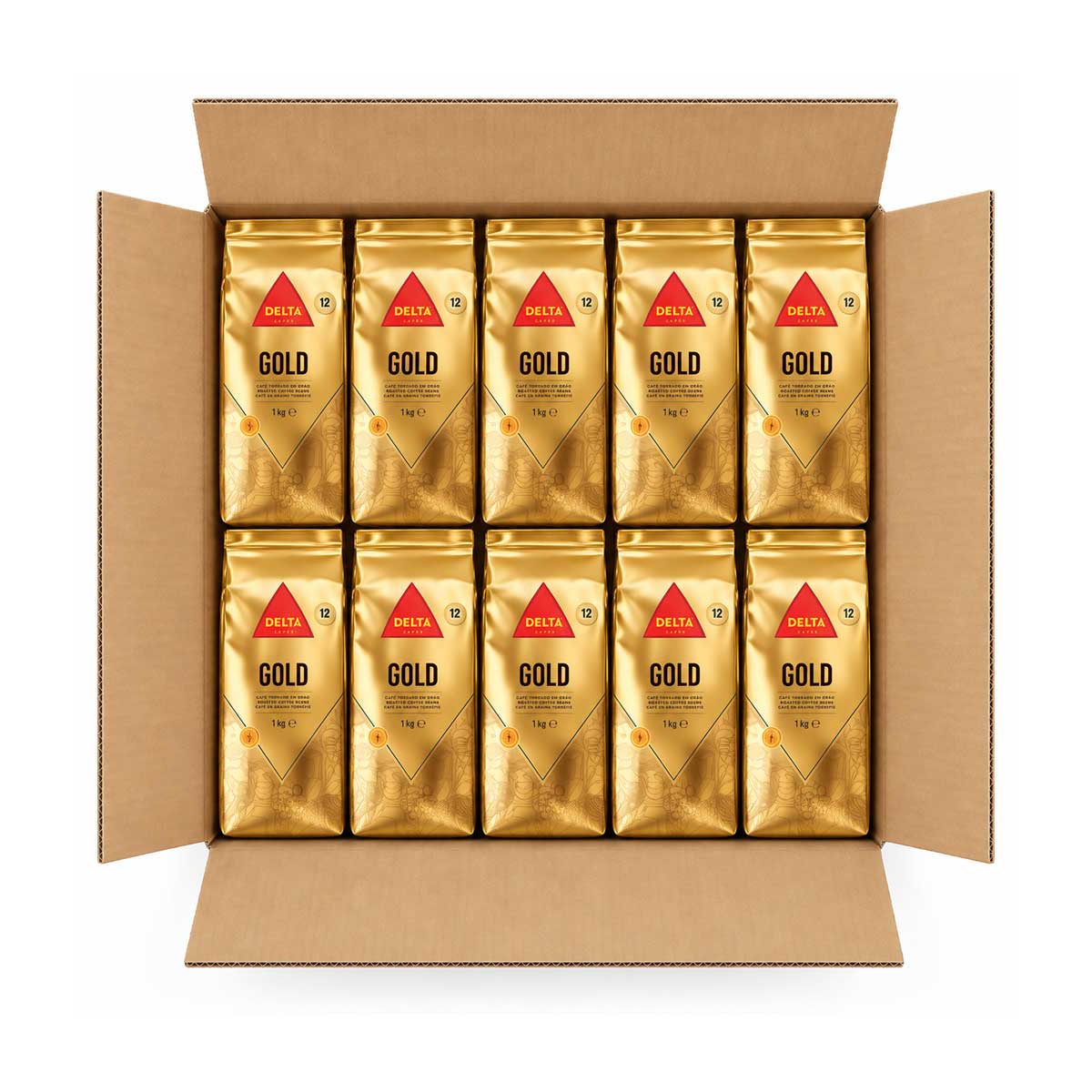 Gesichtspackung Kaffeebohnen Delta Cafés Gold 5 kg — 10 × 500 g Gesichtspackung Kaffeebohnen Delta Cafés Gold 5 kg — 10 × 500 g