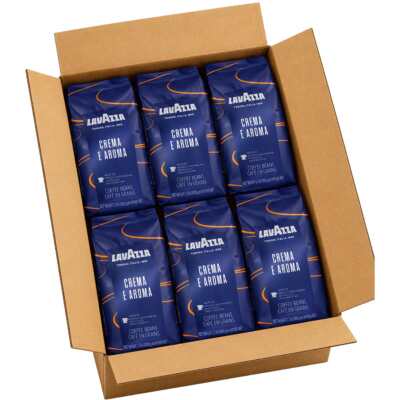 Pakiranje od 20 vrećica kave u zrnu Lavazza Crema e Aroma Blue Line od 1 kg, smeđa kartonska kutija