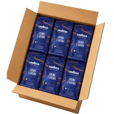 Karton sa šest vrećica kave u zrnu Lavazza Crema e Aroma Blue Line od 1 kg
