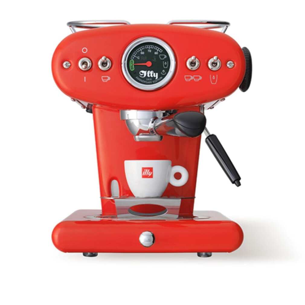 Illy x1 Geburtstagskaffeemaschine - Eee und Moulu Kaffee kompatibel - rot