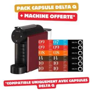 Grosse Offre : 120 Capsules Delta Q + Machine Delta Q Mini Qool Rouge OFFERTE