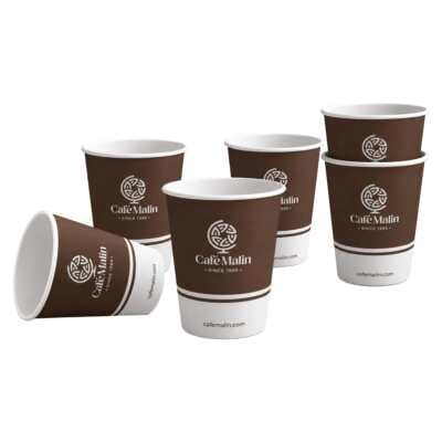 24 cl (8 oz) rjavih kartonskih kozarcev – pakiranje 50 kosov z vidnim logotipom Cafemalin 