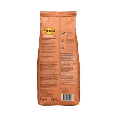Tył 1 kg opakowania Caprimo Vanilla Cappuccino z instrukcją i informacjami żywieniowymi