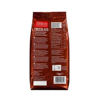dos du sachet Chocolat instantané Ristora 1 kg avec logo et informations nutritionnelles visibles