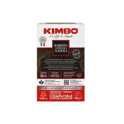 Кутия с 30 капсули Kimbo Espresso Barista Napoli, червени и бели, с видимо лого