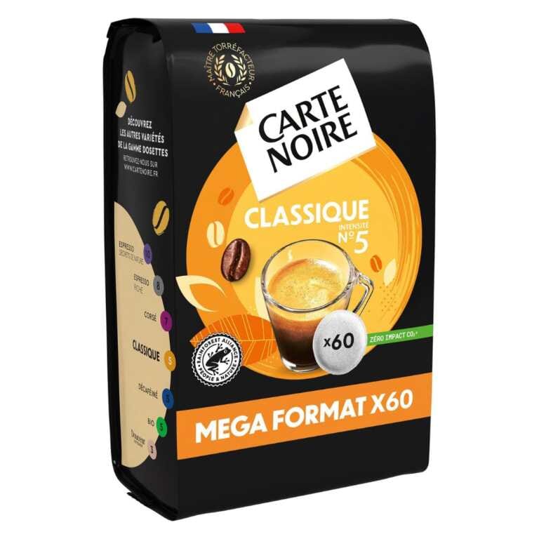Carte Noire Classic Balanced kaffekapslar 100 % Arabica i megaformat om 60, svart och orange förpackning.