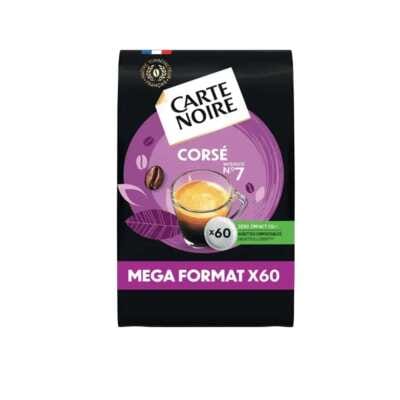 Pack of 60 Carte Noire Corsé N°7 soft pods, black with logo and intensity rating