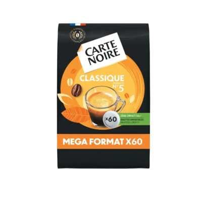 Paket 60 mehkih strokov Carte Noire Classique N°5, spredaj z logotipom in napisom "Mega Format" v oranžni barvi