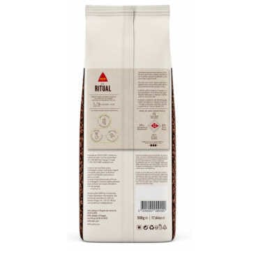Bolsa de 500 g de Delta Cafés Ritual, vista posterior con logotipo e información del producto
