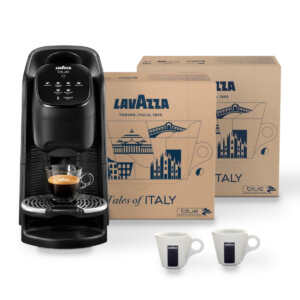 Coffret machine + cafés Lavazza Blue Classy Soul — 200 capsules et 12 tasses